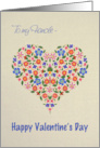 For Fiancee Valentine’s Folk Art Style Floral Heart Blank Inside card