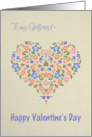 For Girlfriend Valentine’s Folk Art Floral Heart Blank Inside card