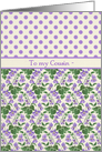 Violets and Polka Dots February Birthday Card for Cousin card