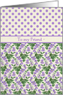 Violets, Polka Dots February Birthday Card, Friend card