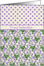 Violets, Polka Dots February Birthday Card, Godmother card