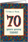 Custom Name 70th Birthday with Retro Floral Print card