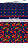 For Friend Mother’s Day with Retro Floral with Polkas and Faux Lace card