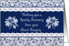 Get Well from Heart Surgery With Pretty Indigo Patterns card