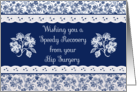 Get Well from Hip Surgery With Pretty Indigo Patterns card