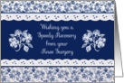 Get Well from Knee Surgery With Pretty Indigo Patterns card