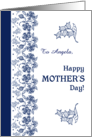 Custom Name Mother’s Day with Indigo Blue Patterns card