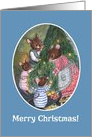 Cute Mice Family Decorating Christmas Tree card