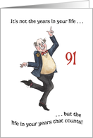 Fun Age-specific 91st Birthday Card for a Man card