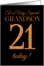 Grandson’s 21st Birthday with Chic Gold Lettering on Black card