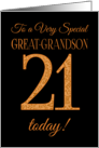 Great Grandson’s 21st Birthday with Chic Gold Lettering on Black card