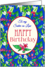 For Sister in Law’s Birthday with Spring Blossoms on Blue card