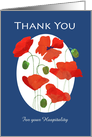 Custom Front Hospitality Thanks Red Field Poppies on Blue card