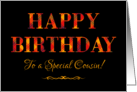 For Cousin’s Birthday in Bright Tartan and Yellow on Black card