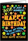 Bright Text-based Birthday Card for Any Age on Black card