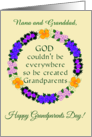 Custom Name Grandparents Day Nana and Granddad Floral Wreath card