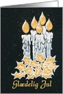 Christmas Candles and Holly, Danish Greeting card