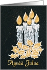 Christmas Candles and Holly, Finnish Greeting card