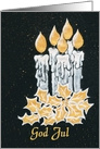 Christmas Candles and Holly, Norwegian Greeting card