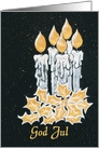 Christmas Candles and Holly, Swedish Greeting card