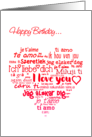 Valentine’s Day Birthday Multi Lingual Word Cloud card