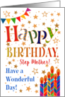 Step Mother’s Birthday with Stars Bunting and Candles card