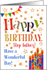 Step Father’s Birthday with Stars Bunting and Candles card