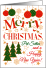 For Pet Sitter at Christmas with Christmas Trees and Baubles card