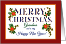 For Grandma at Christmas with Poinsettia Holly Ivy Fir Sprigs card