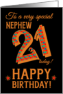 For Nephew 21st Birthday with Bright Patterns on Black card