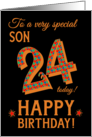 For Son 24th Birthday with Bright Patterns on Black card