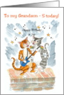Grandson 5th Birthday with Comic Singing Cats card
