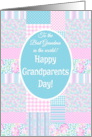 Best Grandma Grandparents Day Pink Roses Faux Patchwork card