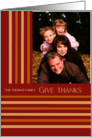 Custom Name Thanksgiving Photo Upload with Art Deco Stripes card