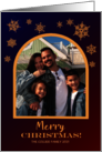 Custom Name Christmas Photo Upload with Snowflakes card