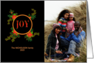 Custom Name Christmas Photo Upload Joy and Poinsettias card