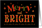 Christmas Merry and Bright Text Based Design on Black card