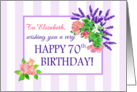 Custom Name 70th Birthday with Summer Flowers card