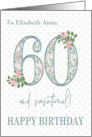 Custom Name 60th Birthday Floral Patterns and Polkas card