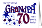 Grandpa’s Birthday 70th Birthday with Stars and Word Art card