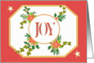 Christmas Joy with Poinsettias Holly Ivy and Stars card