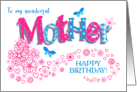 Mother’s Birthday Word Art with Flowers and Butterflies card