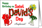 Custom Name Birthday on St David’s Day with Dragon Welsh Symbols card