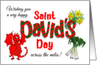 St David’s Day Greeting Across the Miles with Dragon Welsh Symbols card