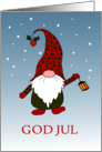 Christmas Greeting in Swedish with Fun Gnome Blank Inside card