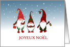 Merry Christmas in French Three Gnomes in the Snow Blank Inside card