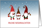 Merry Christmas in German Three Gnomes in the Snow Blank Inside card