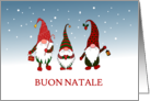 Merry Christmas in Italian Three Gnomes in the Snow Blank Inside card