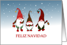 Merry Christmas in Spanish Three Gnomes in the Snow Blank Inside card
