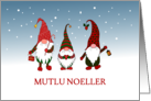 Merry Christmas in Turkish Three Gnomes in the Snow Blank Inside card